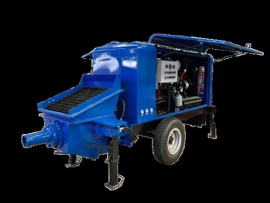 Сменяемый трейлерный бетонный насос для транспортировки бетона на большие расстояния в крупных инженерных проектах